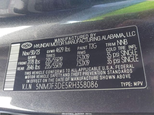 2024 HYUNDAI TUCSON 5NMJF3DE5RH358086 Photo 8