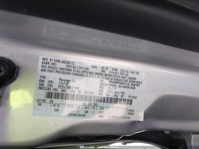 1FADP5AU1JL104191 Ford C-max Hybrid Se