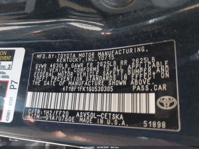 4T1BF1FK1GU530305 Toyota CAMRY SE