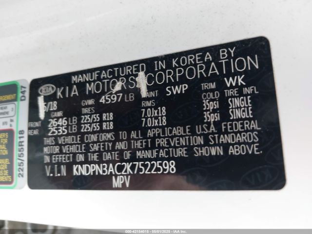 KNDPN3AC2K7522598 KIA Sportage Ex