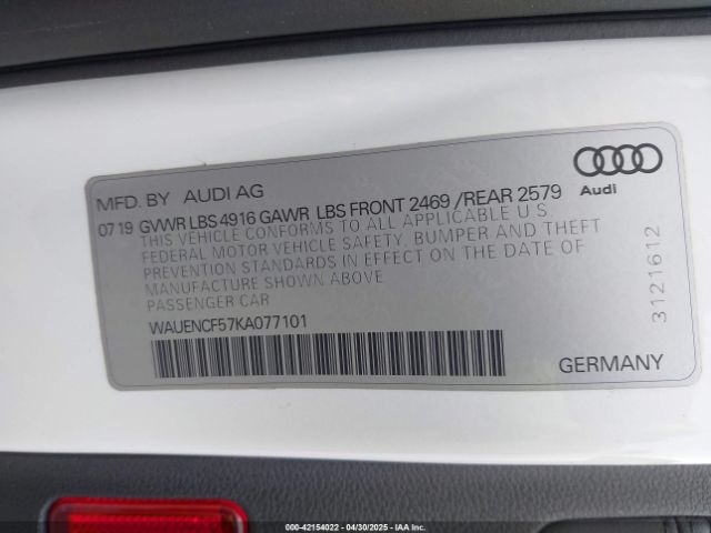 2019 AUDI A5 WAUENCF57KA077101 Photo 8
