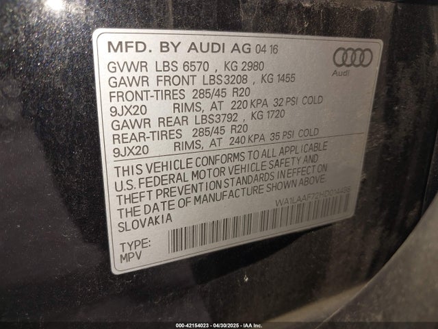WA1LAAF72HD014498 Audi Q7 3.0t Premium