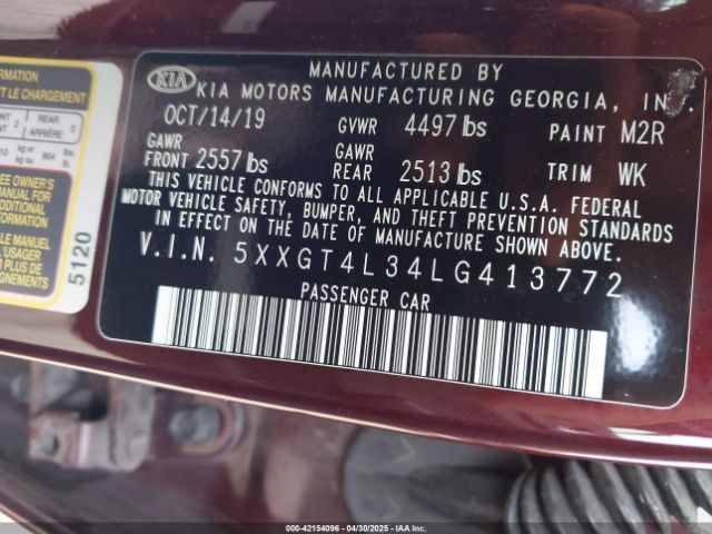 2020 KIA OPTIMA 5XXGT4L34LG413772 Photo 8