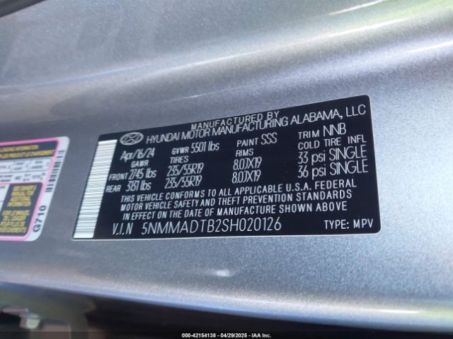 5NMMADTB2SH020126 Genesis Gv70 2.5t Awd