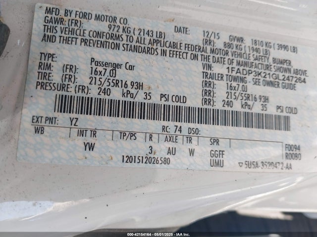 Ford 2016 2016 1FADP3K21GL247264 Image 9