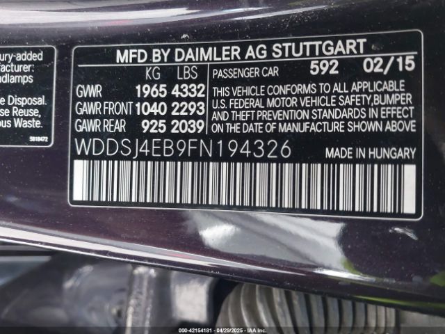 WDDSJ4EB9FN194326 Mercedes-Benz CLA 250