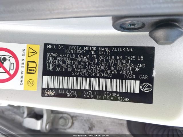 58AB21B15KU001482 Lexus ES 300H