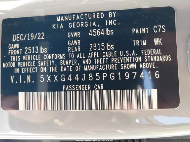 5XXG44J85PG197416 KIA K5 Gt
