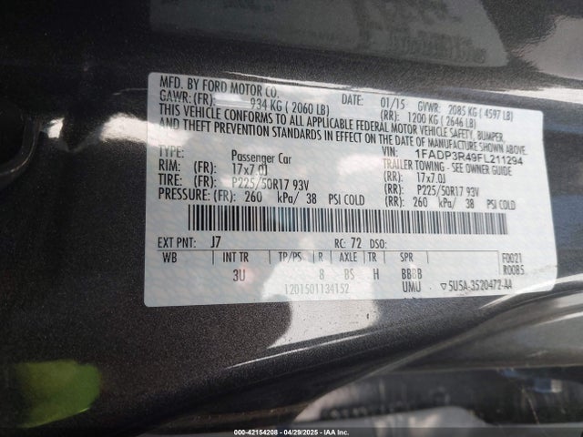 1FADP3R49FL211294 Ford FOCUS ELECTRIC