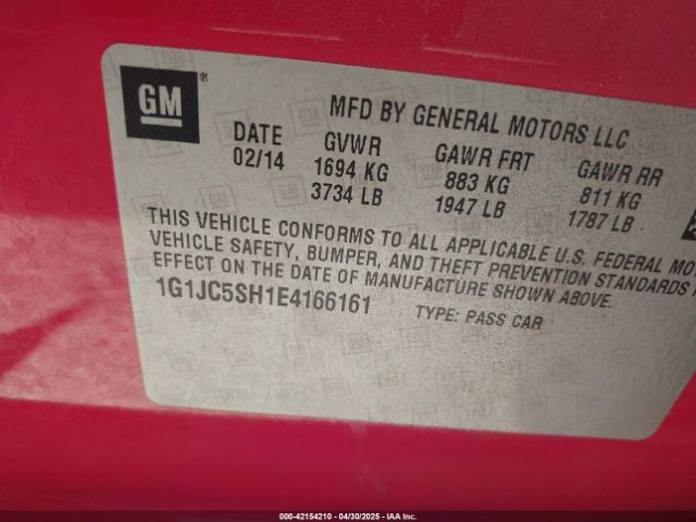 1G1JC5SH1E4166161 Chevrolet Sonic Lt Auto