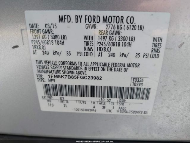 1FM5K7B85FGC23982 Ford Explorer