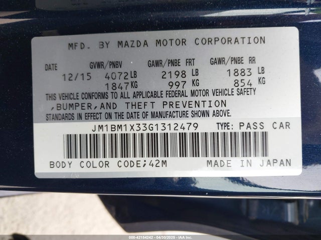 JM1BM1X33G1312479 Mazda Mazda3 S Grand Touring