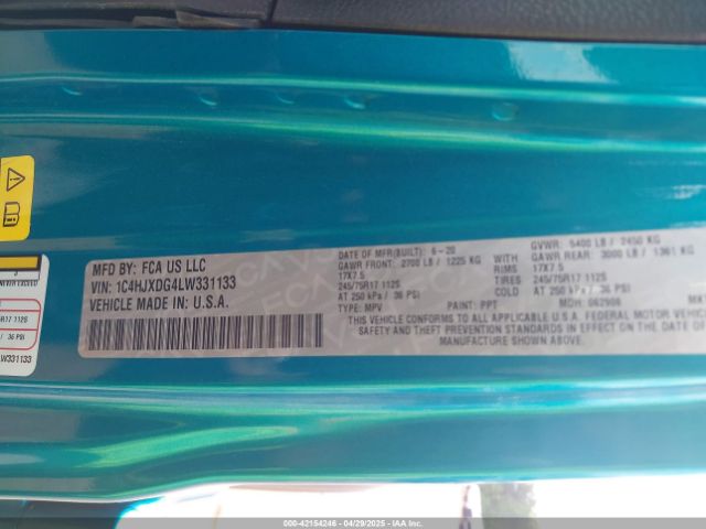 1C4HJXDG4LW331133 Jeep Wrangler Unlimited Sport S 4x4