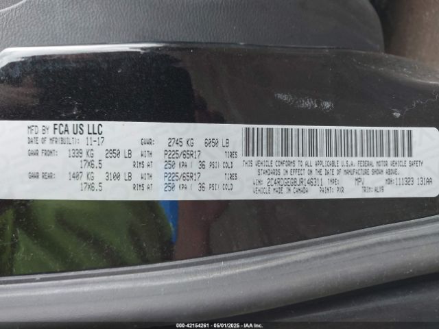 2C4RDGEG8JR146311 Dodge Grand Caravan Gt