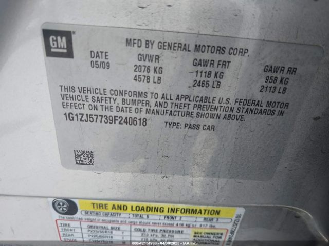 2009 CHEVROLET MALIBU 1G1ZJ57739F240618 Photo 8