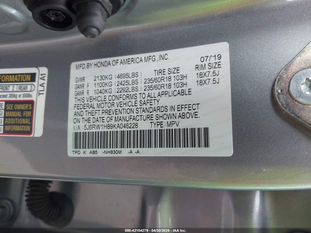5J6RW1H89KA046228 Honda l15be