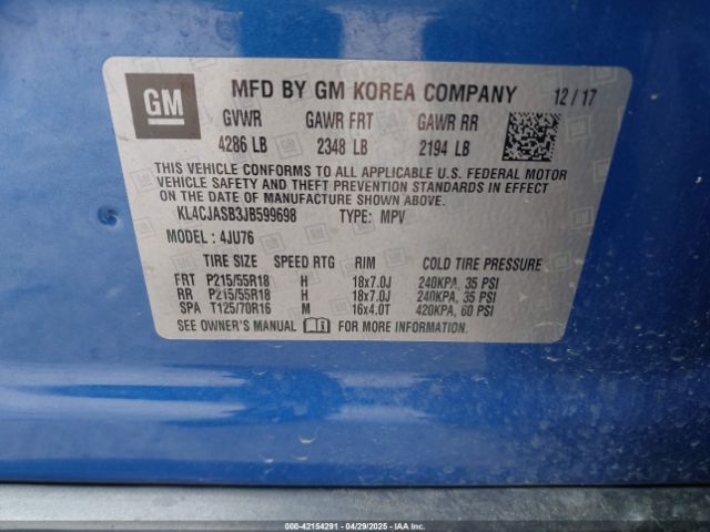 KL4CJASB3JB599698 Buick Encore Preferred
