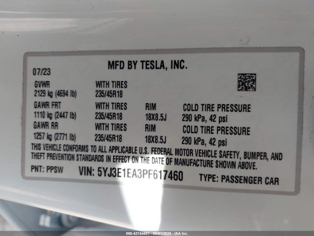 2023 TESLA MODEL 3 5YJ3E1EA3PF617460 Photo 8