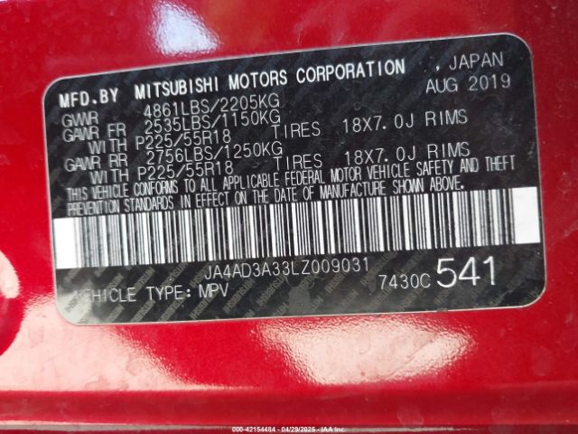 2020 MITSUBISHI OUTLANDER JA4AD3A33LZ009031 Photo 8