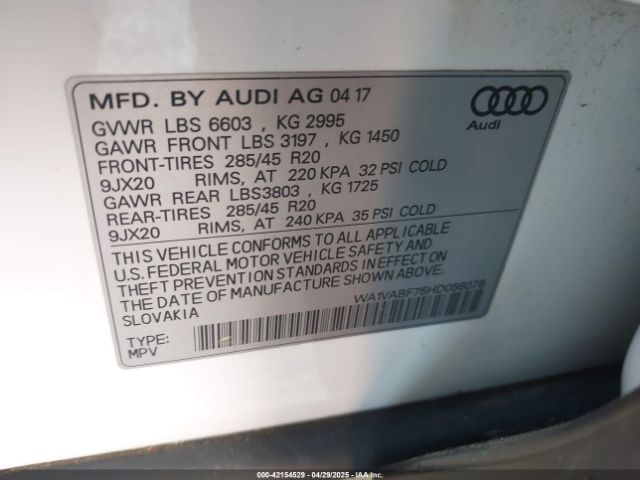 WA1VABF75HD056078 Audi Q7 3.0t Premium