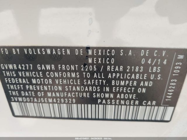 3VWD07AJ5EM429329 Volkswagen Jetta 1.8t Se