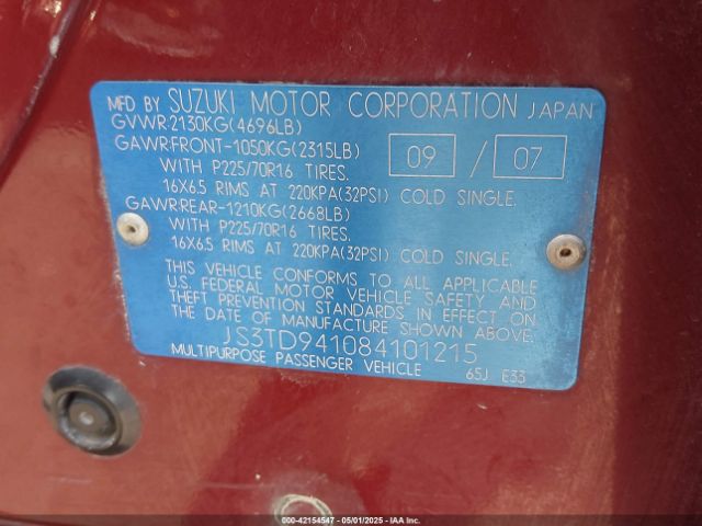 2008 SUZUKI GRAND VITARA JS3TD941084101215 Photo 8