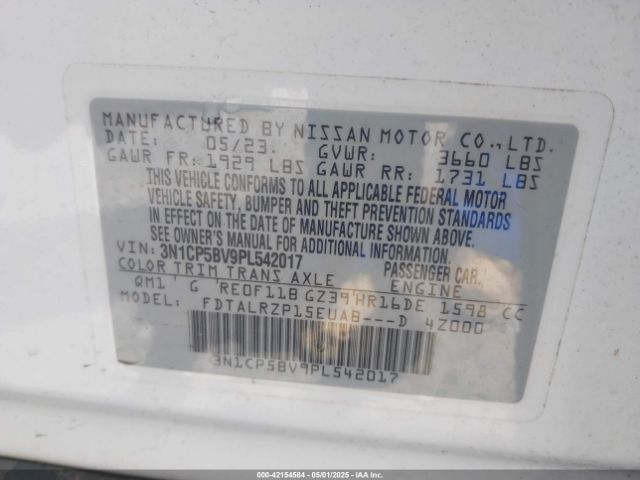 3N1CP5BV9PL542017 Nissan Kicks S Xtronic Cvt