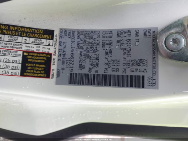 1N6ED1CL3PN662719 Nissan Frontier King Cab S 4x2