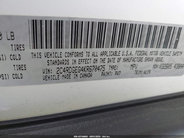Dodge Grand Caravan 2019 2C4RDGEG4KR670475 Image 9