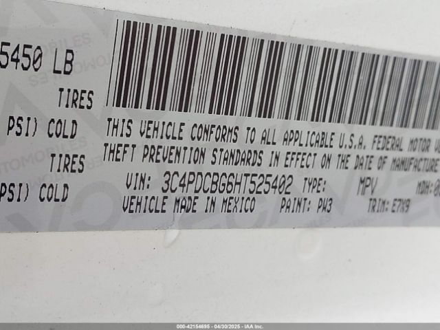 3C4PDCBG6HT525402 Dodge Journey Sxt
