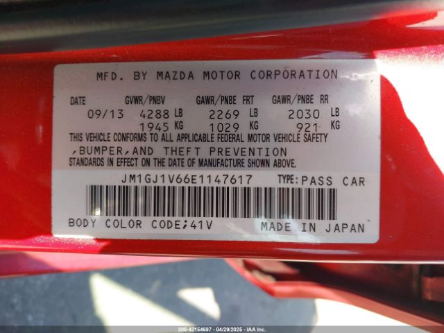 JM1GJ1V66E1147617 Mazda Mazda6 I Touring