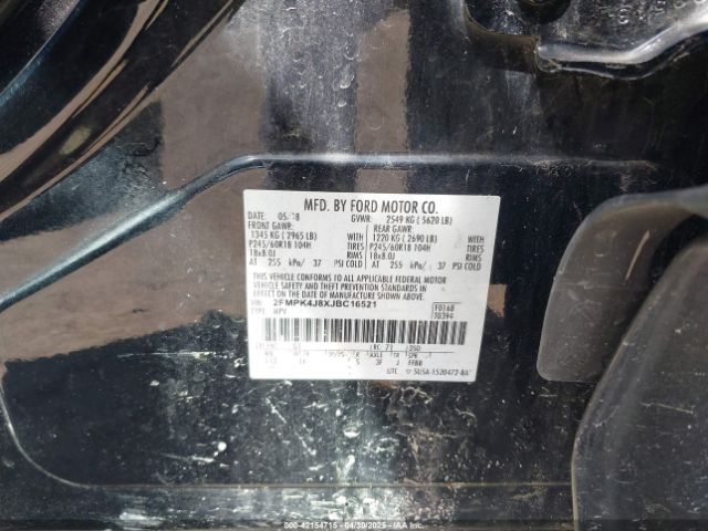 2FMPK4J8XJBC16521 Ford EDGE SEL
