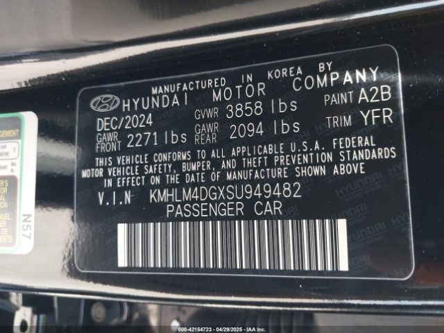 KMHLM4DGXSU949482 Hyundai Elantra Sel Sport
