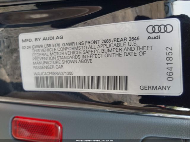 WAUC4CF58RA071005 Audi S5 Sportback Premium Plus Tfsi Quattro Tiptronic