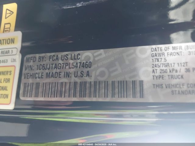 1C6JJTAG7PL547460 Jeep Gladiator Sport S 4x4