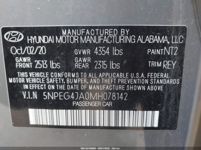5NPEG4JA0MH078142 Hyundai SONATA SE