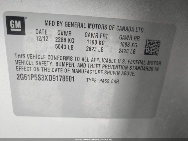 2013 CADILLAC XTS 2G61P5S3XD9178601 Photo 8