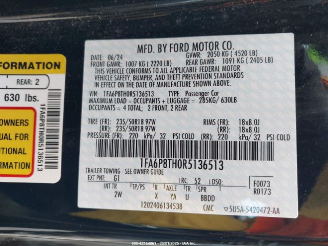 2024 FORD MUSTANG 1FA6P8TH0R5136513 Photo 8