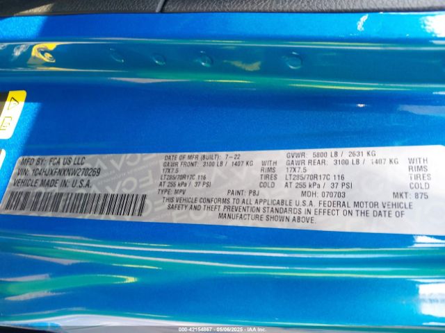 2022 JEEP WRANGLER UNLIMITED 1C4HJXFNXNW270269 Photo 8