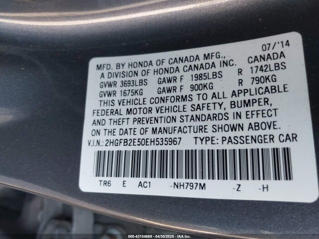 Honda Civic Lx 2014 2HGFB2E50EH535967 Image 9