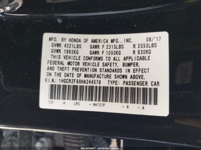 1HGCR2F8XHA244578 Honda Accord Ex-l