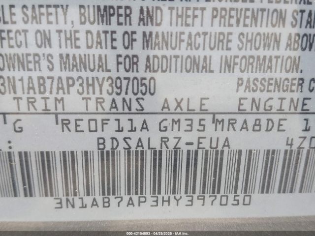 3N1AB7AP3HY397050 Nissan SENTRA SR
