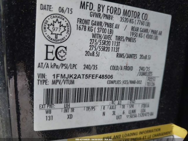 1FMJK2AT5FEF48506 Ford Expedition Max Limited