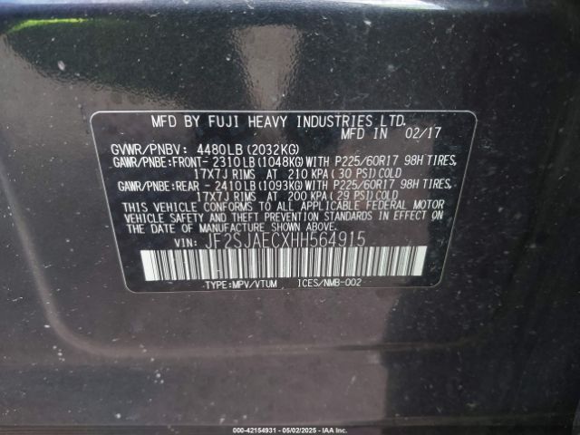 JF2SJAECXHH564915 Subaru Forester 2.5i Premium
