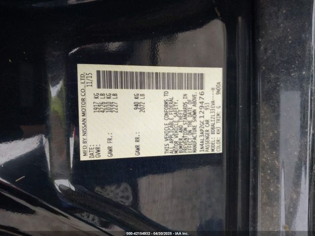 1N4AL3AP2GC129476 Nissan Altima 2.5 Sv