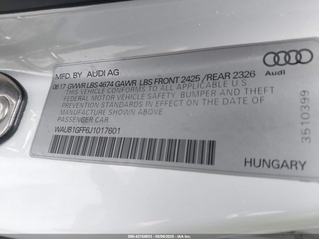 Audi 2018 2018 WAUB1GFF6J1017601 Image 9