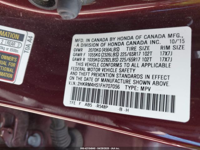 2HKRM4H51FH707056 Honda CR-V EX
