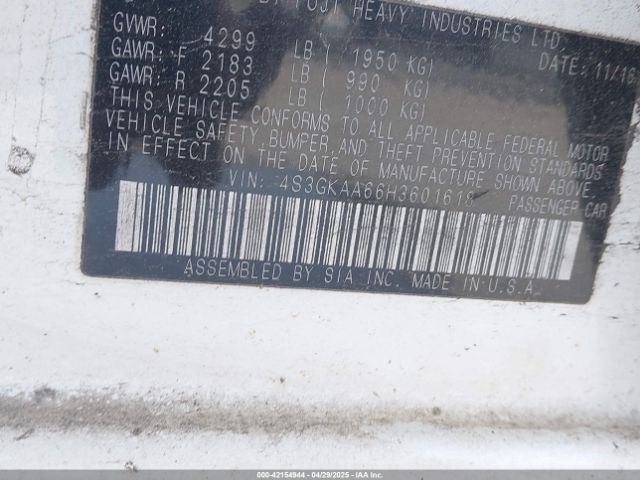 4S3GKAA66H3601618 Subaru Impreza 2.0i