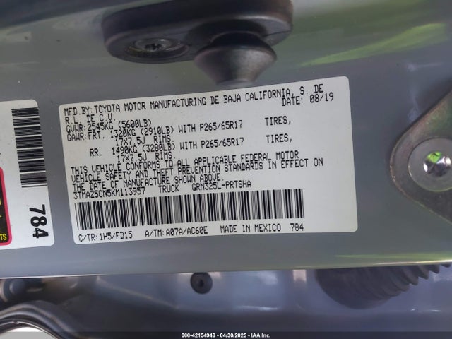 Продаж на аукціоні авто 2019 Toyota Tacoma Trd Sport, vin: 3TMAZ5CN5KM113957, номер лоту: 42154949