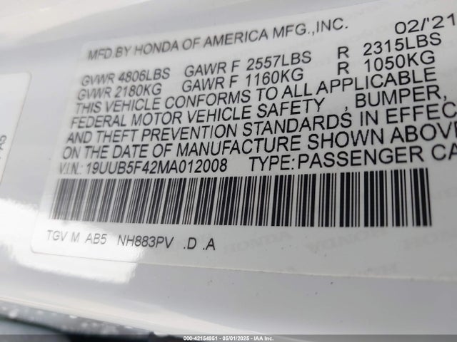 19UUB5F42MA012008 Acura Tlx Technology Package